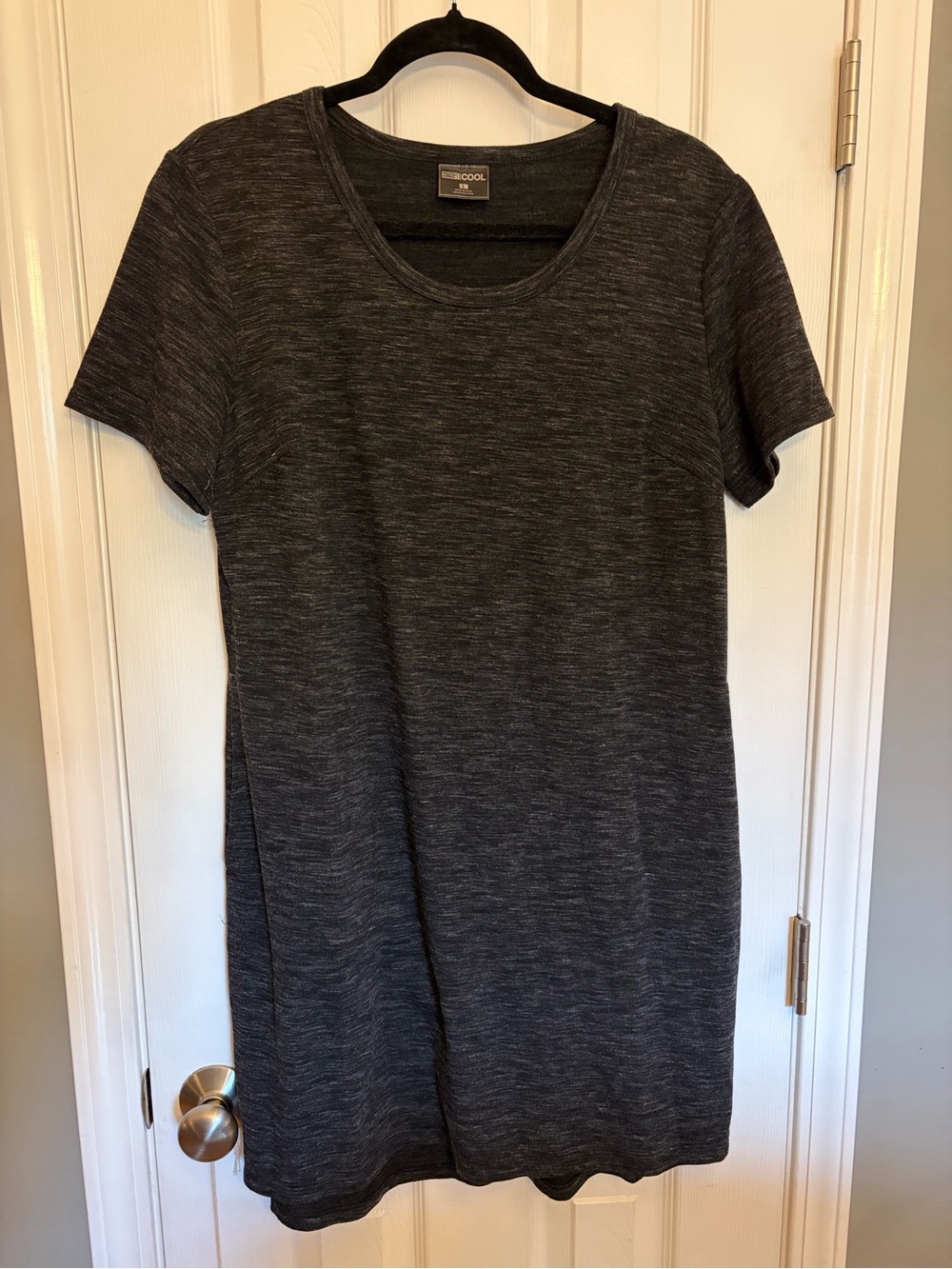Danskin Short Sleeve Charcoal Heather Tunic Dress